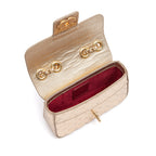BOLSA BAGUETE ANNE MINI COURO ESCAMAS OURO