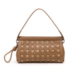 BOLSA POUCH TRESSÊ MAXI MÉDIA SOFT MOCHACCINO PALHA DAMIER NATURAL