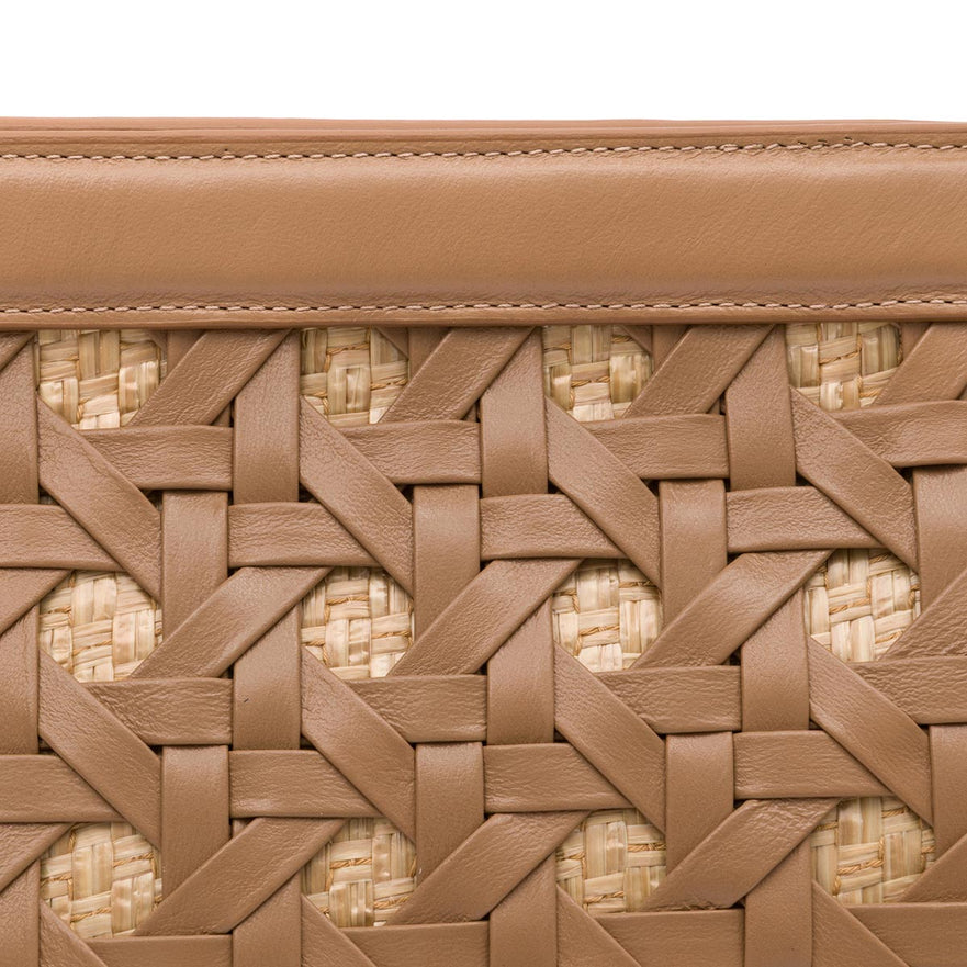BOLSA POUCH TRESSÊ MAXI MÉDIA SOFT MOCHACCINO PALHA DAMIER NATURAL