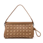 BOLSA POUCH TRESSÊ MAXI MÉDIA SOFT MOCHACCINO PALHA DAMIER NATURAL