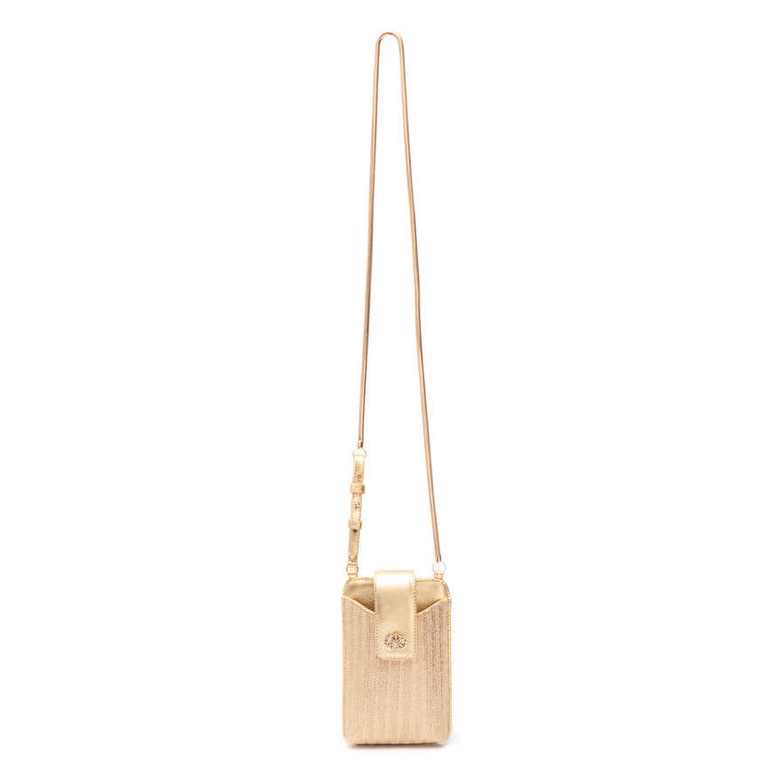 PHONE POUCH TIRACOLO EM PALHA GOLD