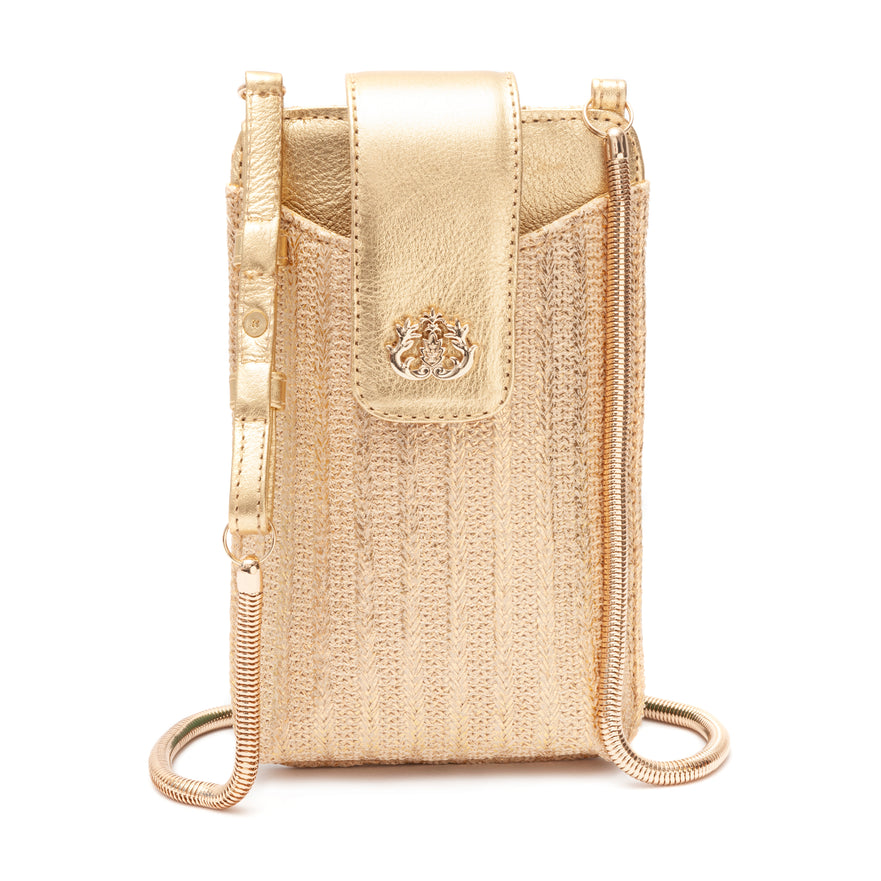 PHONE POUCH TIRACOLO EM PALHA GOLD