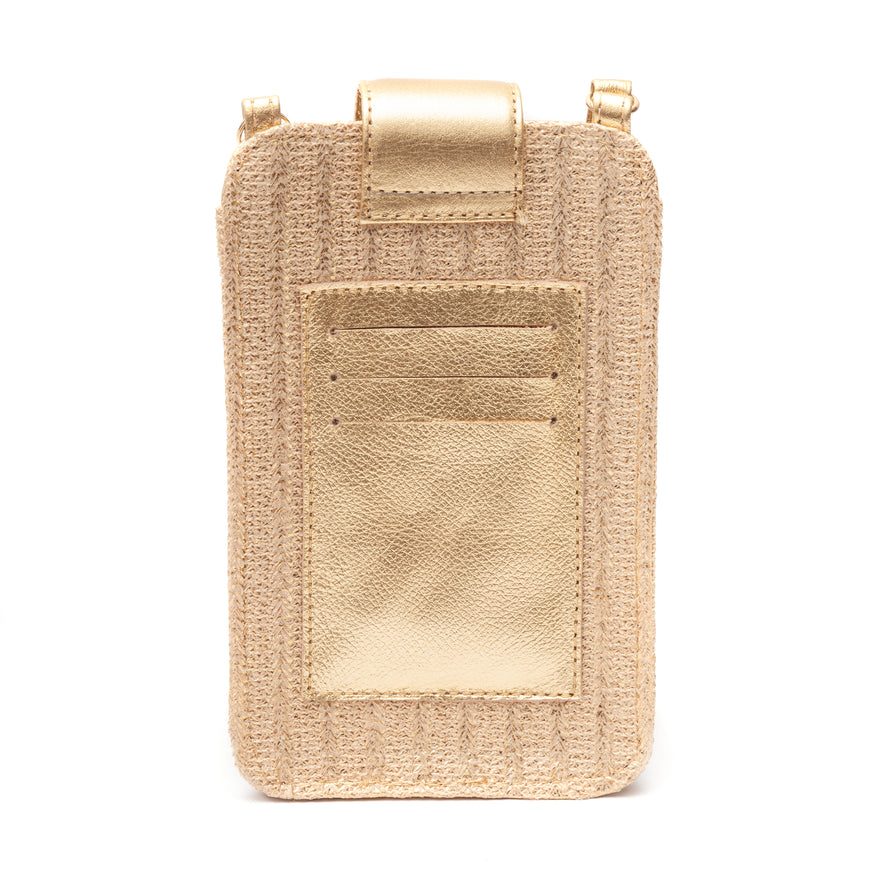 PHONE POUCH TIRACOLO EM PALHA GOLD