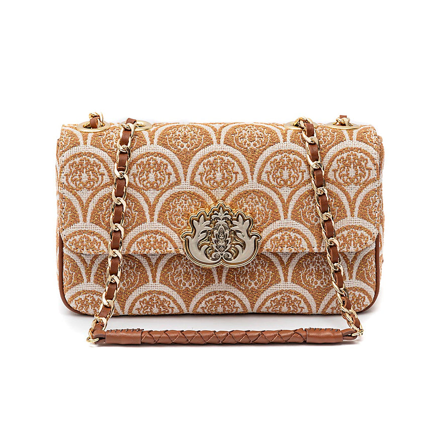 BOLSA BAGUETE SIRENA MÉDIA JACQUARD CAMEL