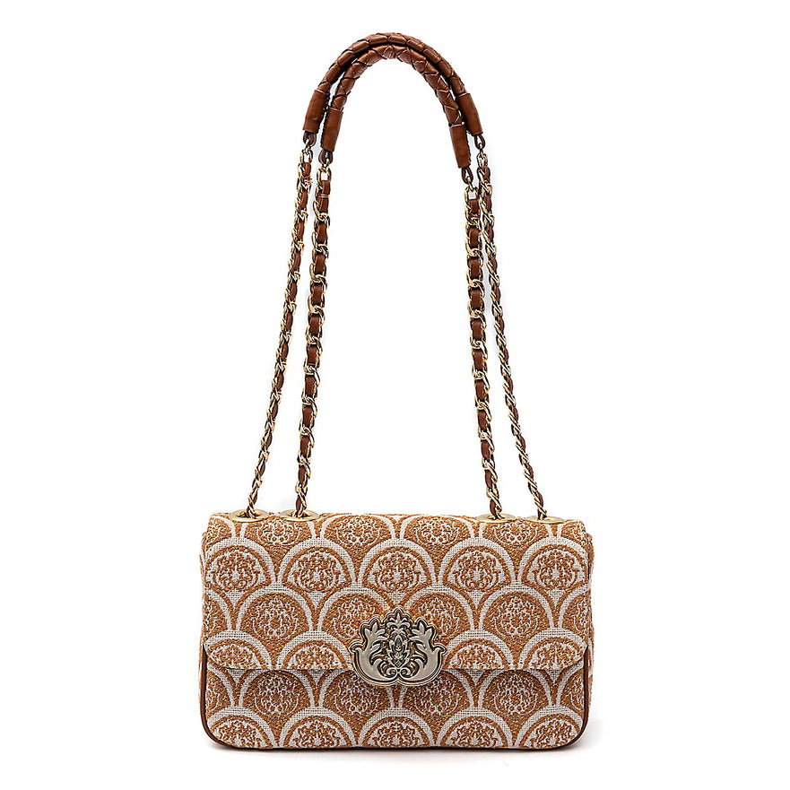 BOLSA BAGUETE SIRENA MÉDIA JACQUARD CAMEL