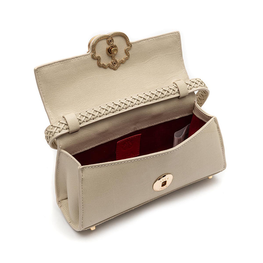 BOLSA TOP HANDLE EAST WEST PEQUENA COURO CAVIAR CHANTILLY