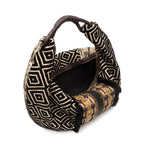 BOLSA HOBO MAXI TAPEÇARIA BORDADA PRETO