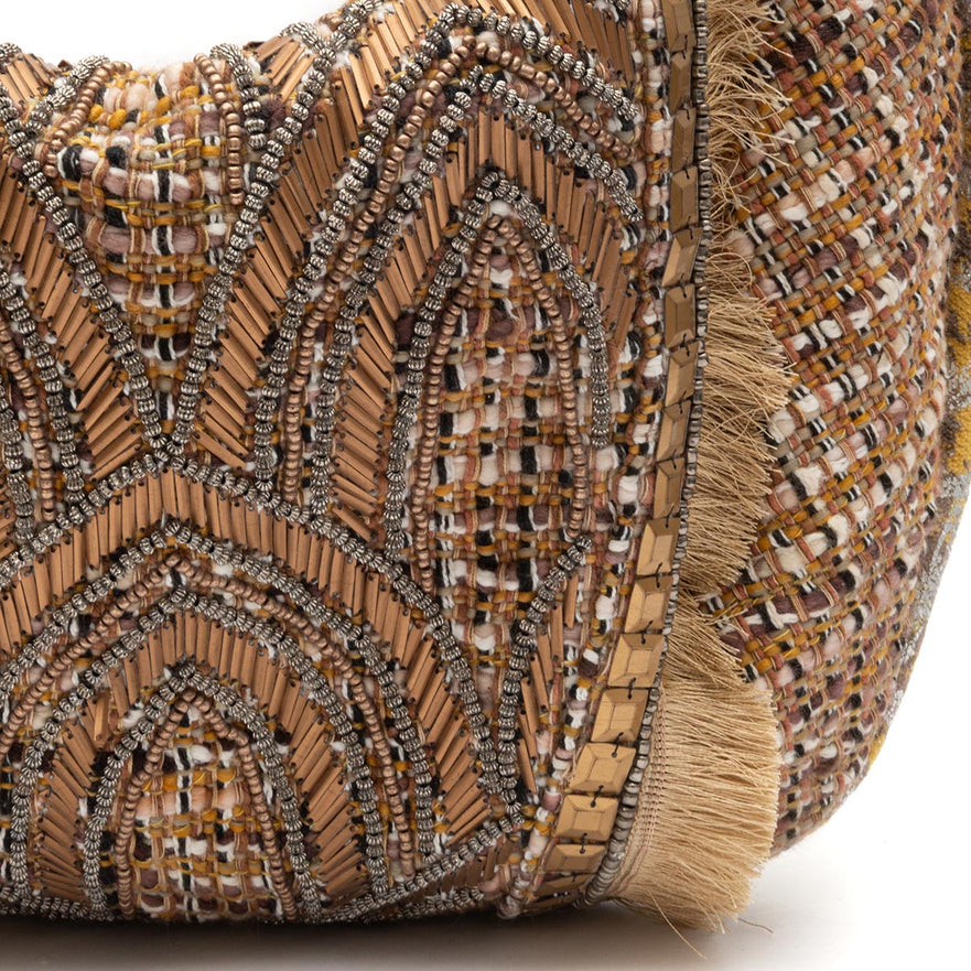 BOLSA  HOBO MAXI TAPEÇARIA BORDADA OURO