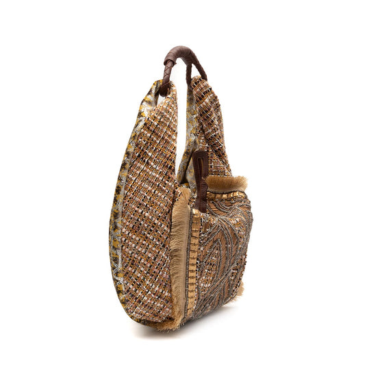 BOLSA  HOBO MAXI TAPEÇARIA BORDADA OURO