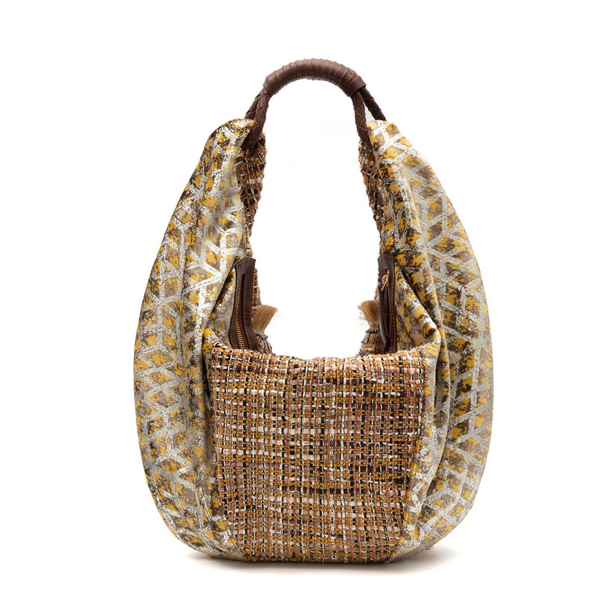 BOLSA  HOBO MAXI TAPEÇARIA BORDADA OURO