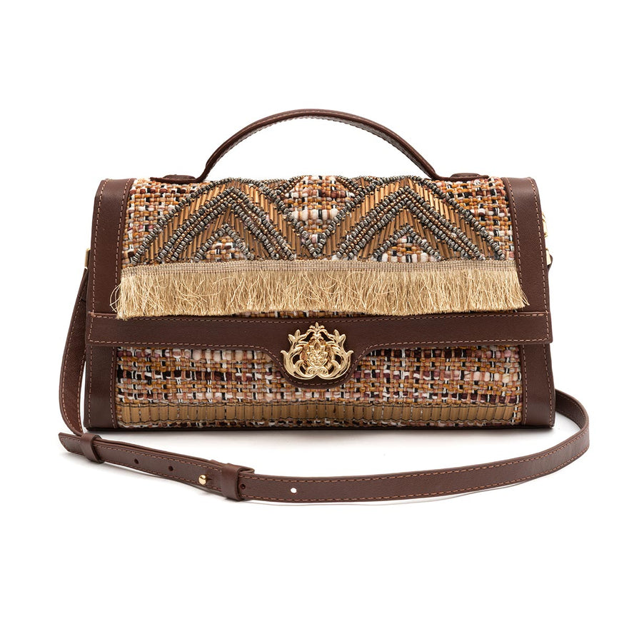 BOLSA TOP HANDLE PEQUENA TAPECARIA BORDADA