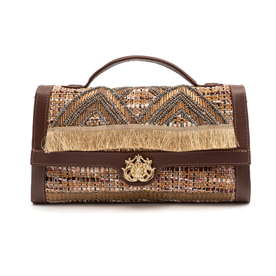 BOLSA TOP HANDLE PEQUENA TAPECARIA BORDADA
