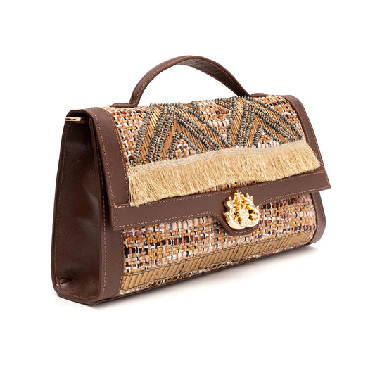 BOLSA TOP HANDLE PEQUENA TAPECARIA BORDADA