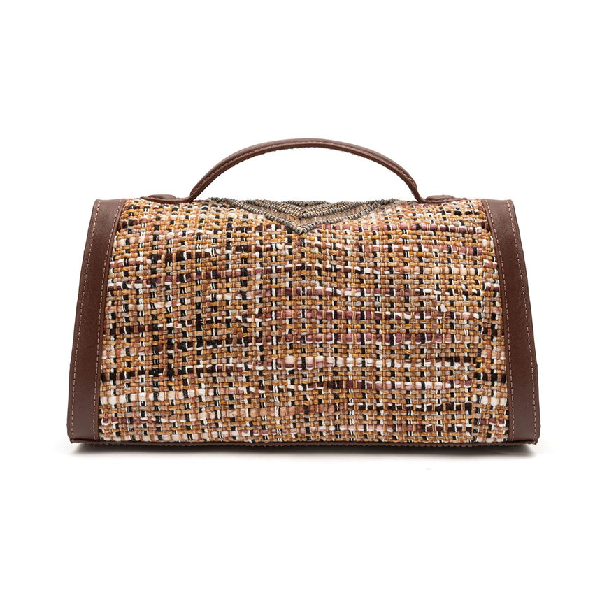 BOLSA TOP HANDLE PEQUENA TAPECARIA BORDADA