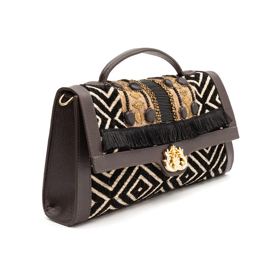 BOLSA TOP HANDLE PEQUENA TAPECARIA BORDADA