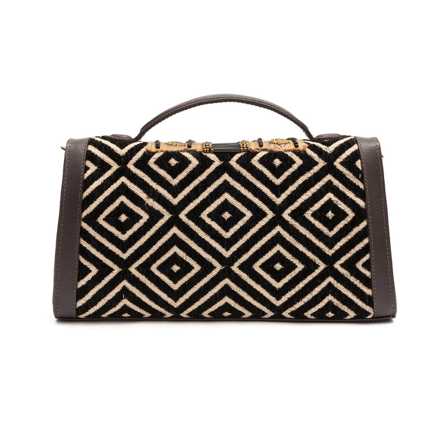 BOLSA TOP HANDLE PEQUENA TAPECARIA BORDADA