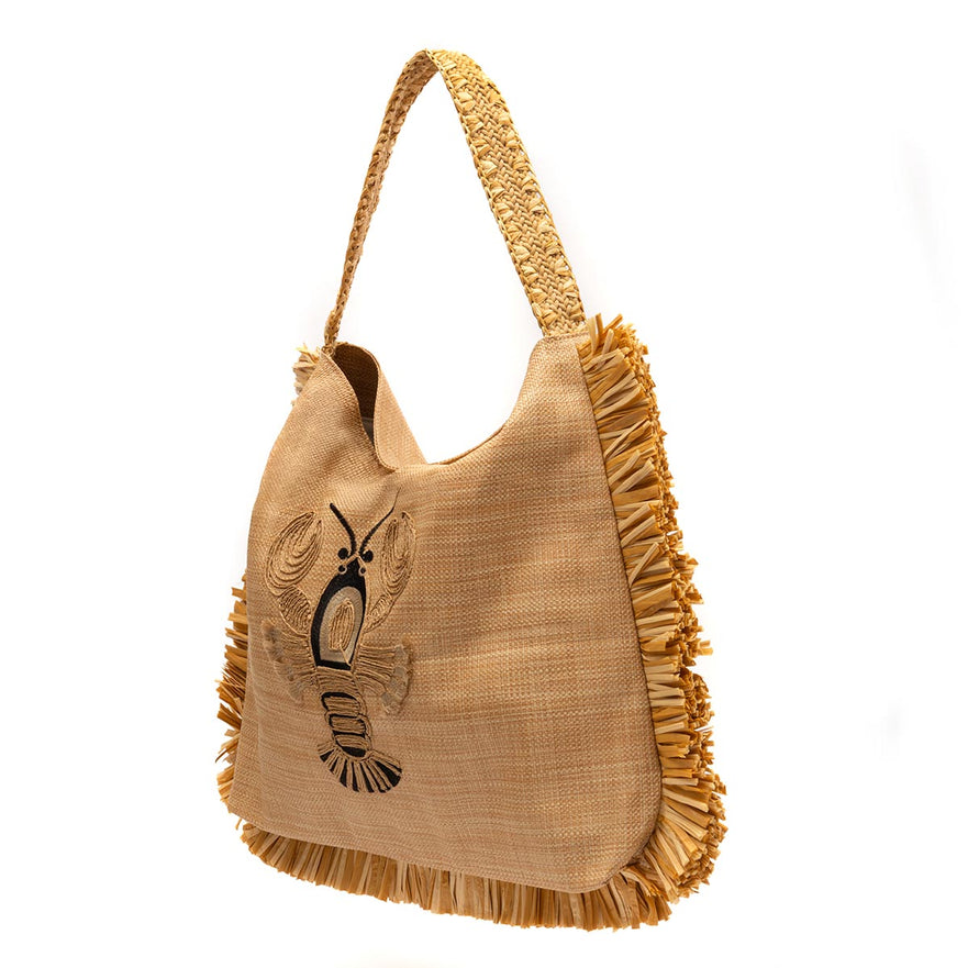BOLSA HOBO MAXI  PALHA NATURAL LAGOSTA