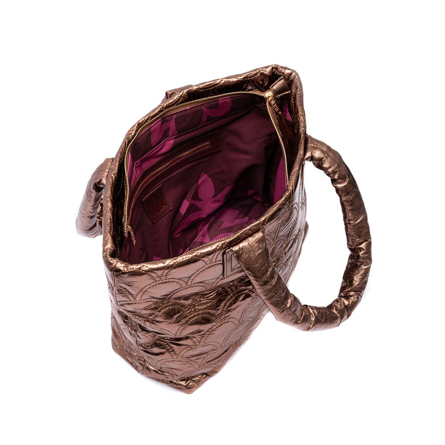 BOLSA  TOTE PUFFER MAXI NYLON BRONZE