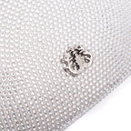 BOLSA CLUTCH MEDIA ABAULADA CRISTAIS PRATA