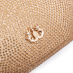 BOLSA CLUTCH MEDIA ABAULADA EM  CRISTAIS OURO