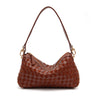 BOLSA ÍSIS WOVEN SHOULDER COURO TRESSÊ PEQUENE CANELA
