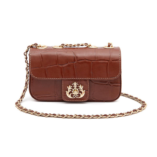 BOLSA BAGUETE  ANNE MINI COURO CANELA