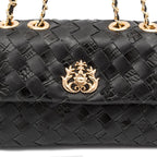 BOLSA FLAP MINI TRESSÊ PRETO OURO