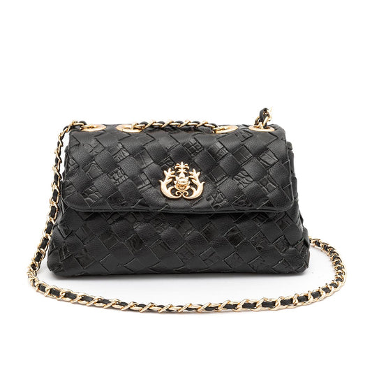 BOLSA FLAP MINI TRESSÊ PRETO OURO