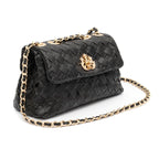 BOLSA FLAP MINI TRESSÊ PRETO OURO