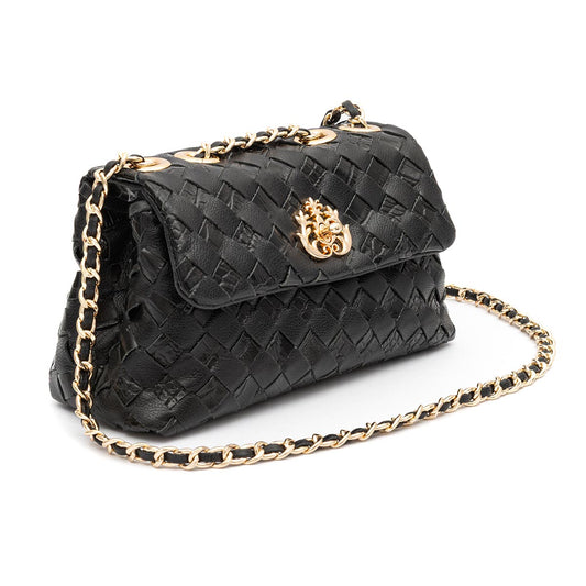 BOLSA FLAP MINI TRESSÊ PRETO OURO