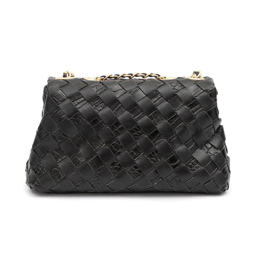 BOLSA FLAP MINI TRESSÊ PRETO OURO