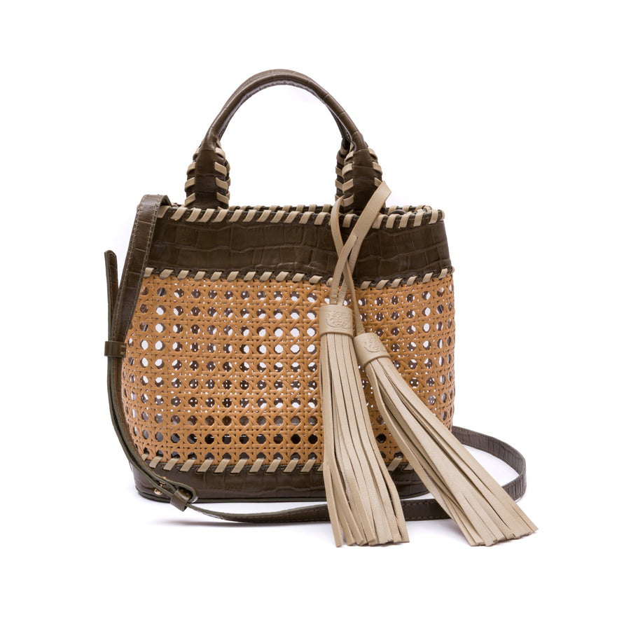 BOLSA TOTE SEXTAVADA MÉDIA COURO OLIVA