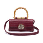 BOLSA TOP HANDLE EAST WEST NEW PEQUENA COURO CROCO BURGUNDY