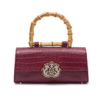 BOLSA TOP HANDLE EAST WEST NEW PEQUENA COURO CROCO BURGUNDY