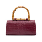 BOLSA TOP HANDLE EAST WEST NEW PEQUENA COURO CROCO BURGUNDY