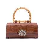 BOLSA TOP HANDLE EAST WEST PEQUENA COURO MAXI CROCO PECAN