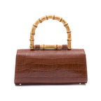 BOLSA TOP HANDLE EAST WEST PEQUENA COURO MAXI CROCO PECAN