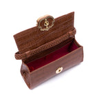 BOLSA TOP HANDLE EAST WEST PEQUENA COURO MAXI CROCO PECAN