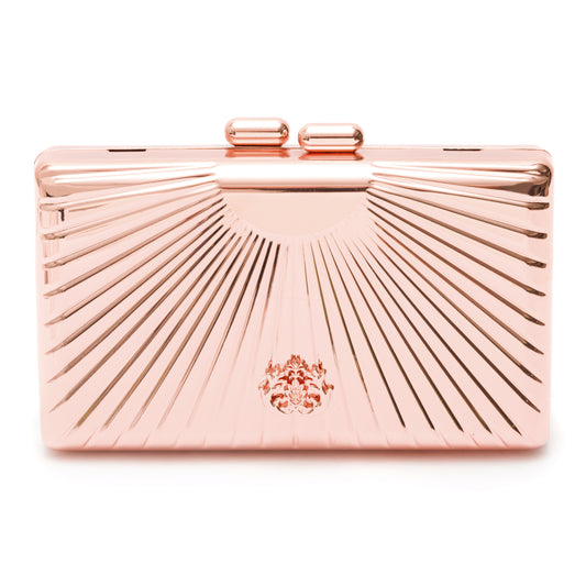 BOLSA CLUTCH DELUXE PEQUENA  EM METAL OURO ROSE