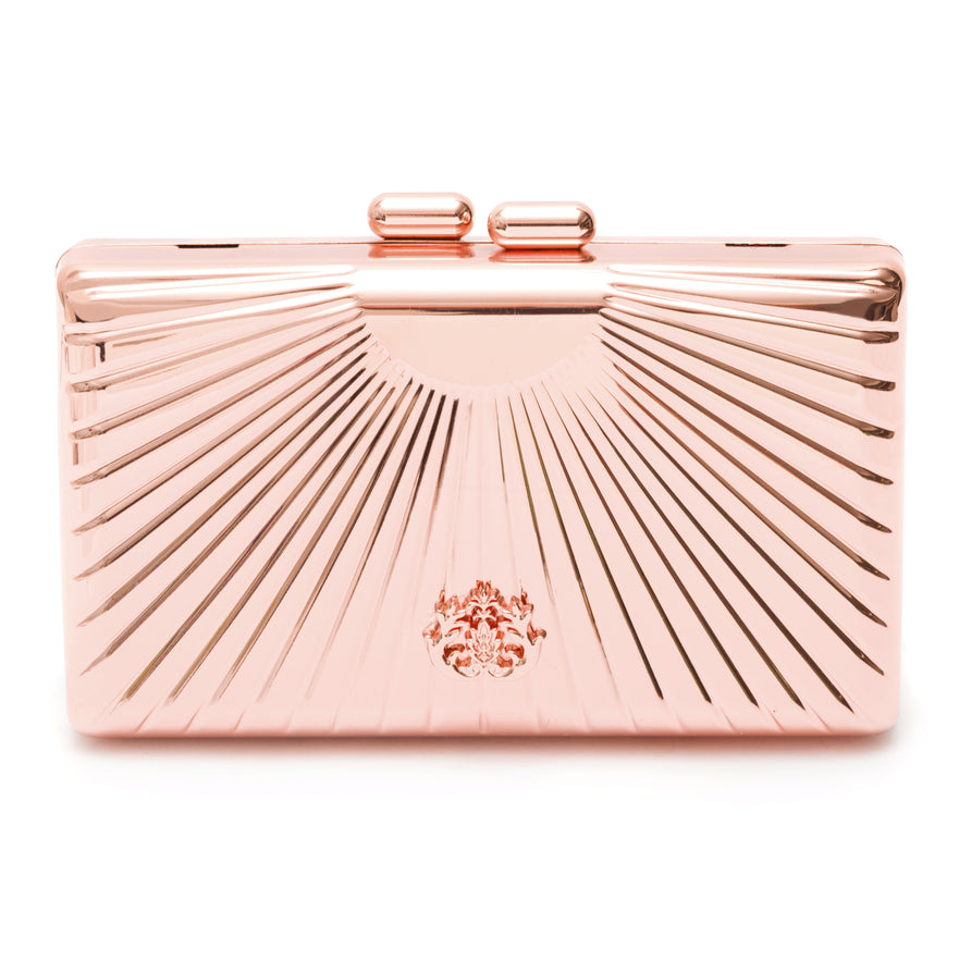 BOLSA CLUTCH DELUXE PEQUENA  EM METAL OURO ROSE