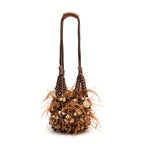 BOLSA SHOULDER LYRA PEQUENA MACRAMÊ CARAMELO