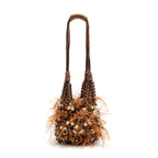 BOLSA SHOULDER LYRA PEQUENA MACRAMÊ CARAMELO