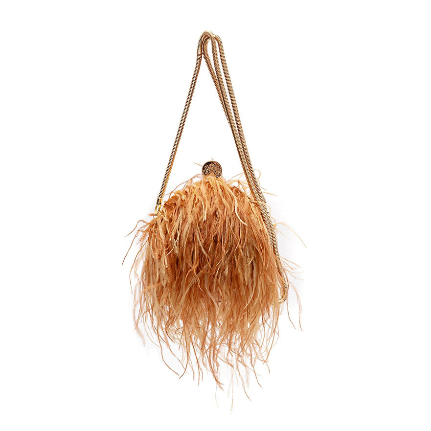 BOLSA SHOULDER LYRA PEQUENA MACRAMÊ CARAMELO