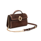 BOLSA TOPHANDLE AURORA PEQUENA COURO CAFÉ BROWNIE