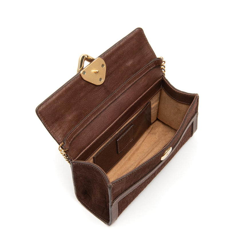 BOLSA TOPHANDLE AURORA PEQUENA COURO CAFÉ BROWNIE