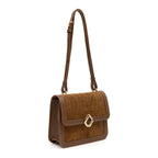 BOLSA BOX BAG AURORA MEDIA NEW CROCO MASCAVO OURO