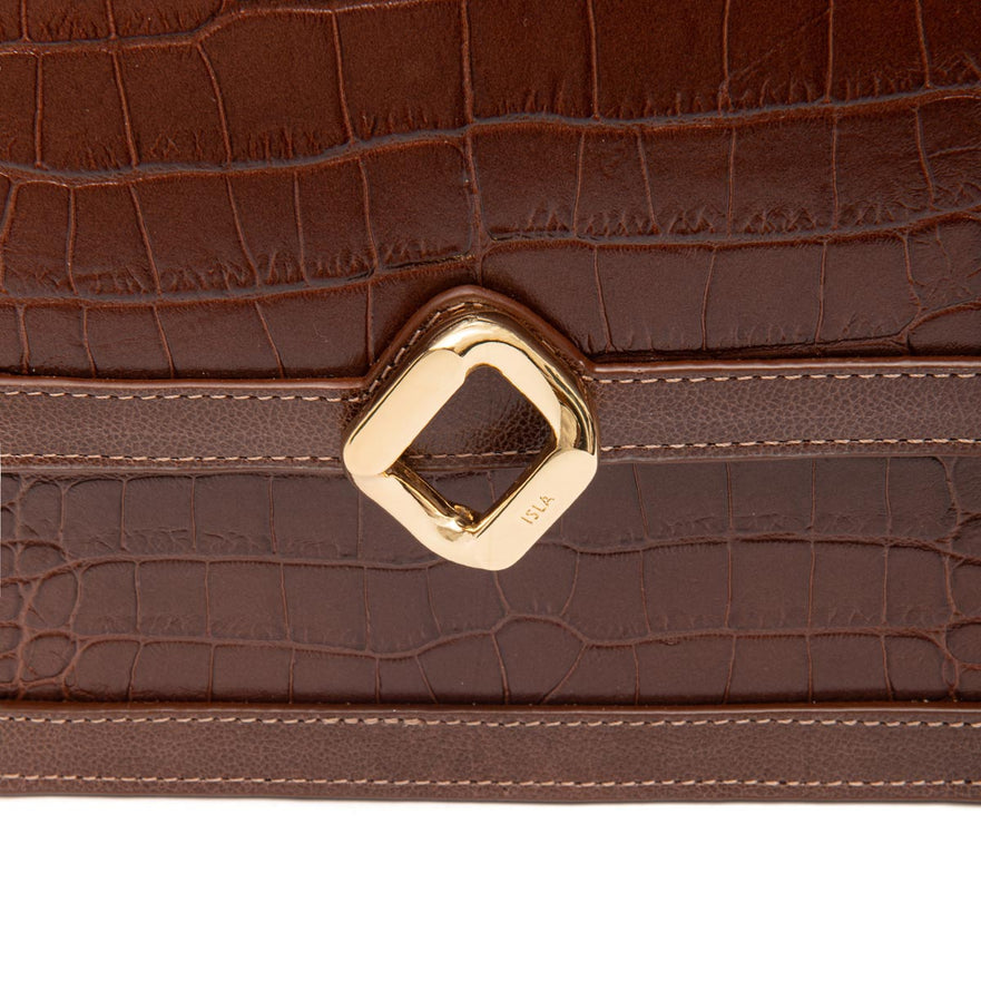 BOLSA BOX BAG AURORA MEDIA NEW CROCO BROWNIE OURO