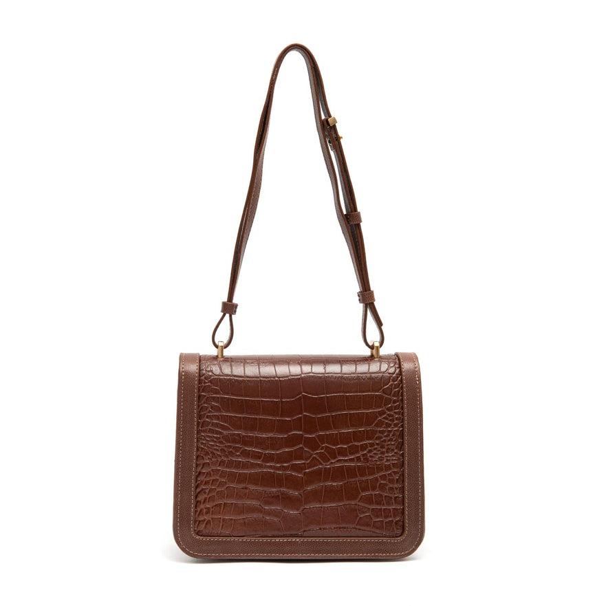 BOLSA BOX BAG AURORA MEDIA NEW CROCO BROWNIE OURO