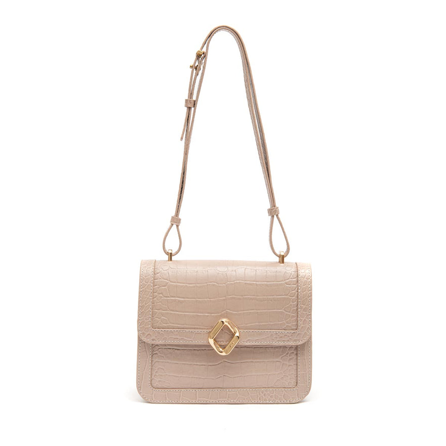 BOLSA BOX BAG AURORA MEDIA NEW CROCO NEVOA OURO