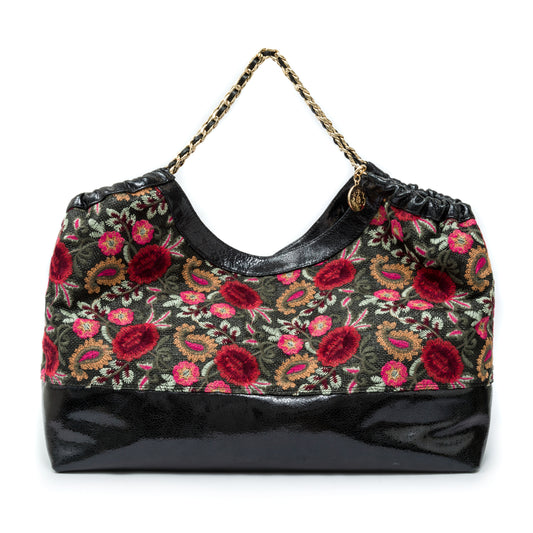 BOLSA SHOPPER DANNY GRANDE EM PALHA FIORI BORDADA FRIDA PRETO